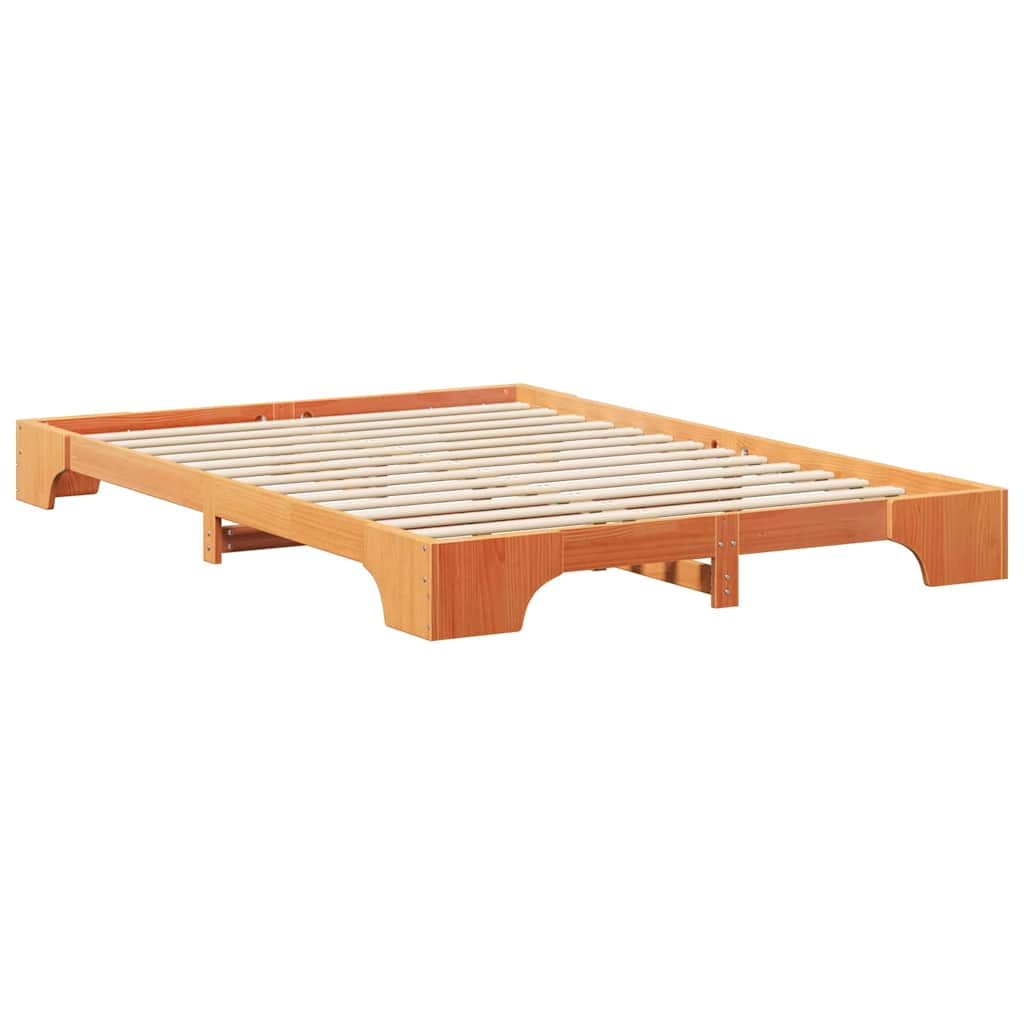Sengestel Brun 140 x 220 cm Massiv fyrretræ