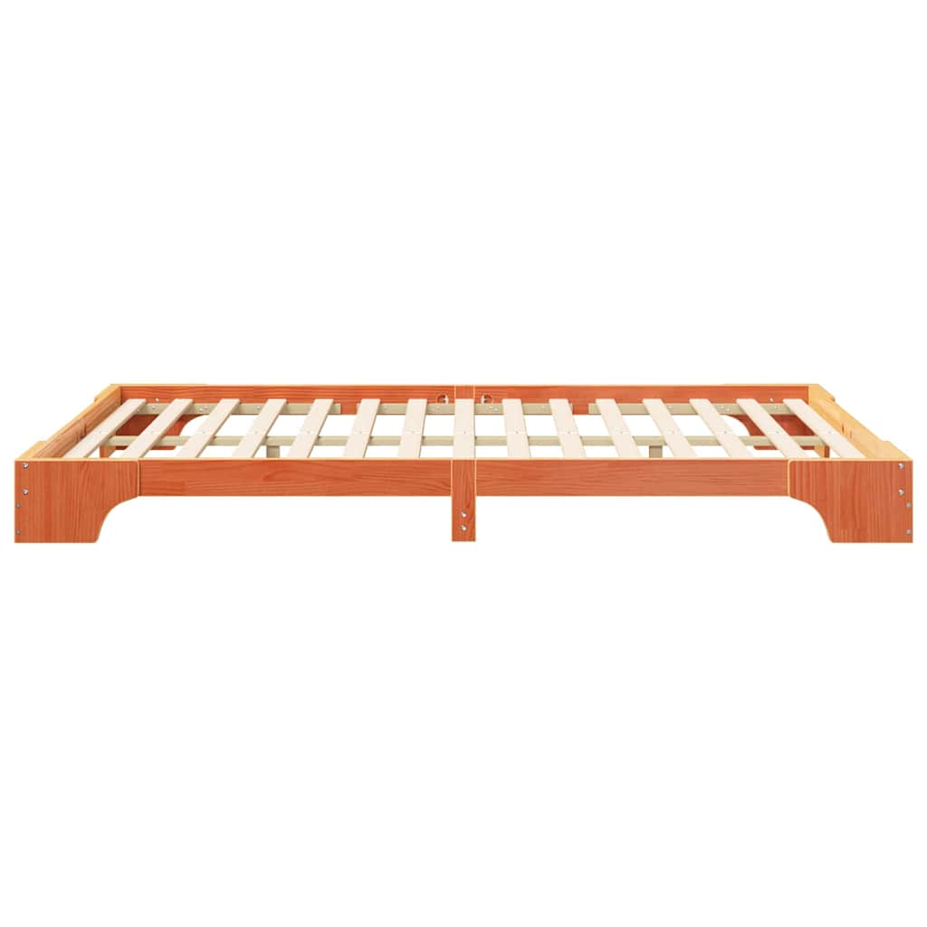 Sengestel Brun 140 x 220 cm Massiv fyrretræ