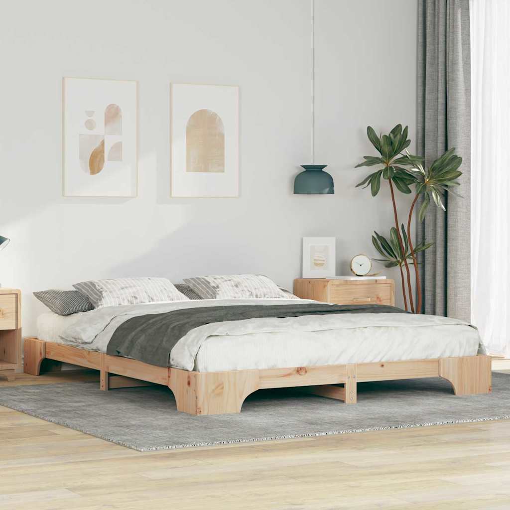 Sengestel Brun 160 x 220 cm Massiv fyrretræ