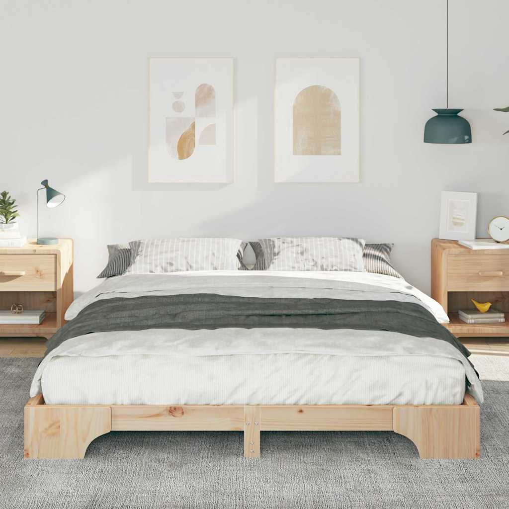 Sengestel Brun 160 x 220 cm Massiv fyrretræ