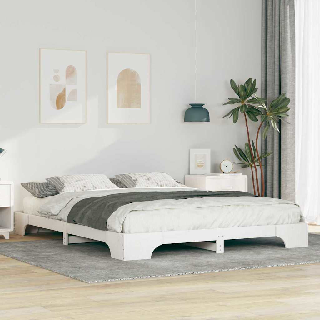 Sengestel Hvid 160 x 220 cm Massiv fyrretræ