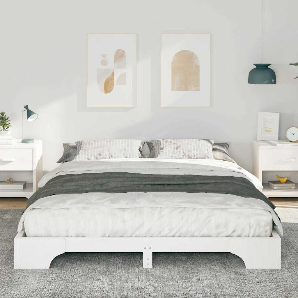 Sengestel Hvid 160 x 220 cm Massiv fyrretræ