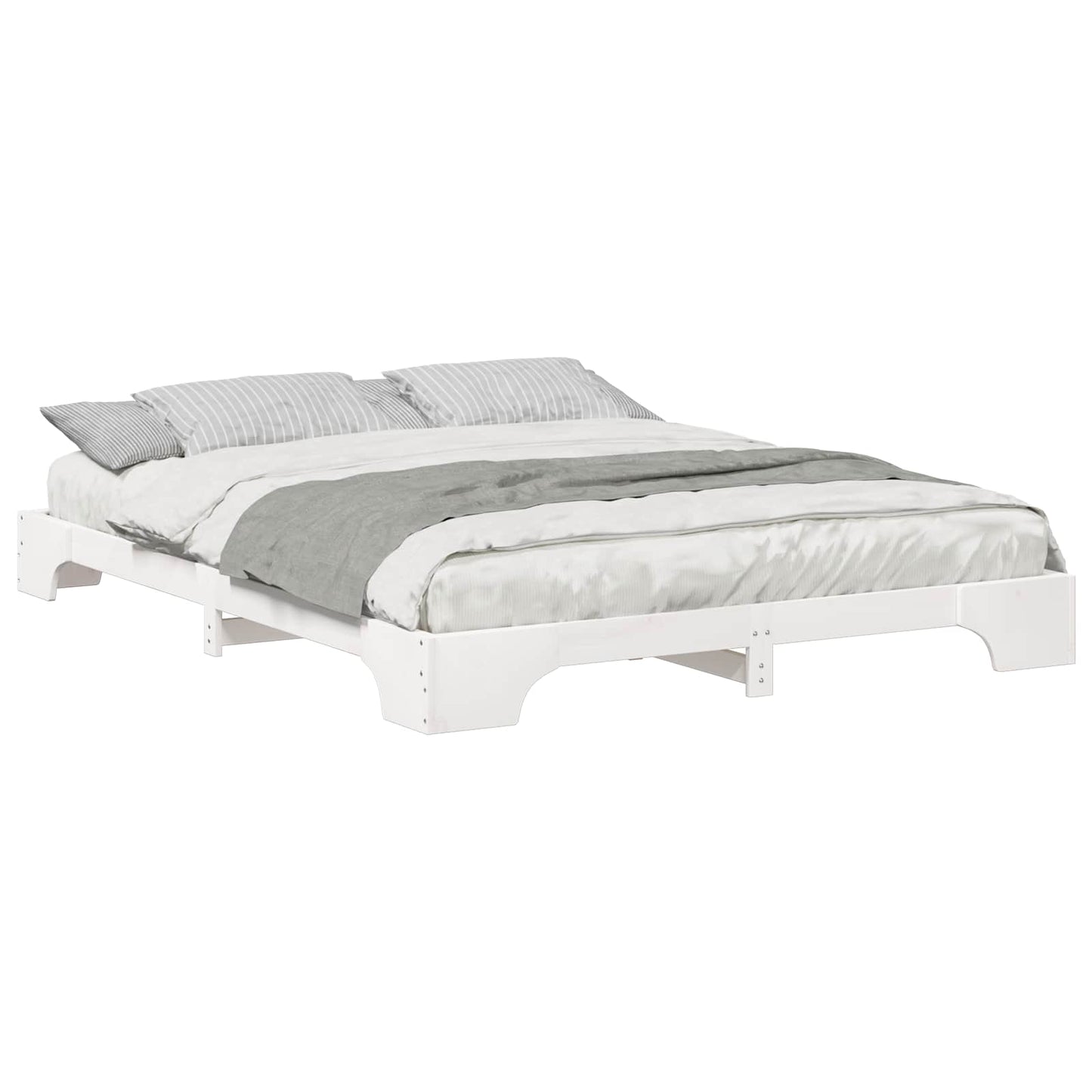 Sengestel Hvid 160 x 220 cm Massiv fyrretræ