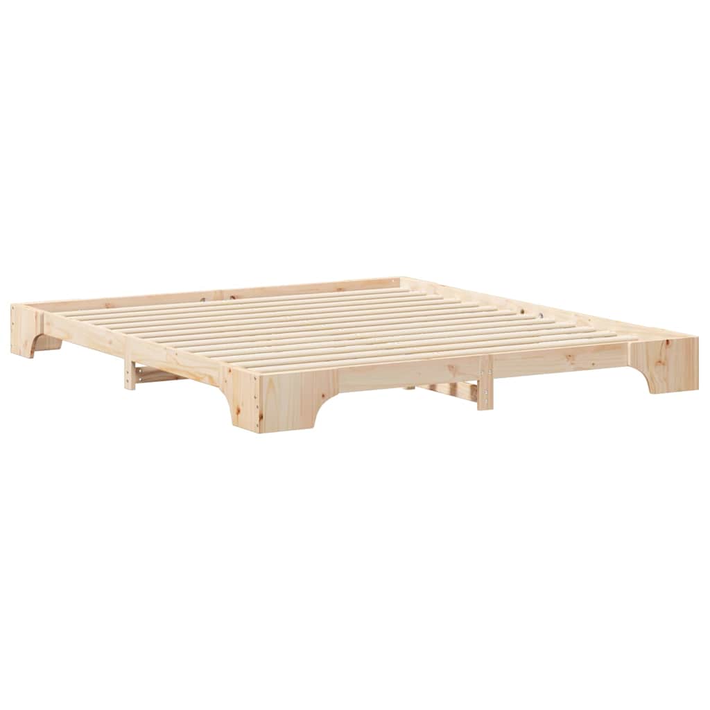 Sengestel Brun 200 x 220 cm Massiv fyrretræ