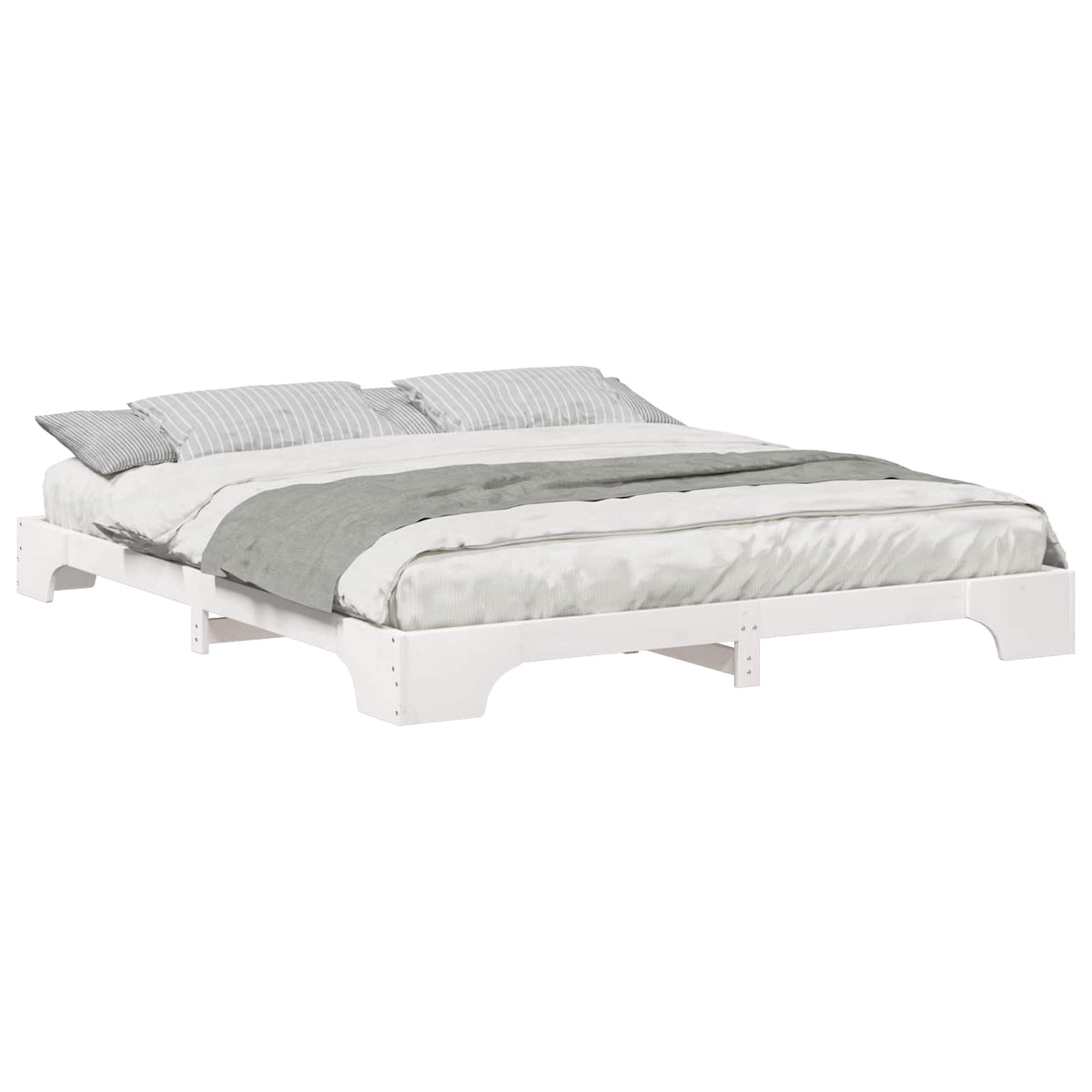 Sengestel Hvid 200 x 220 cm Massiv fyrretræ