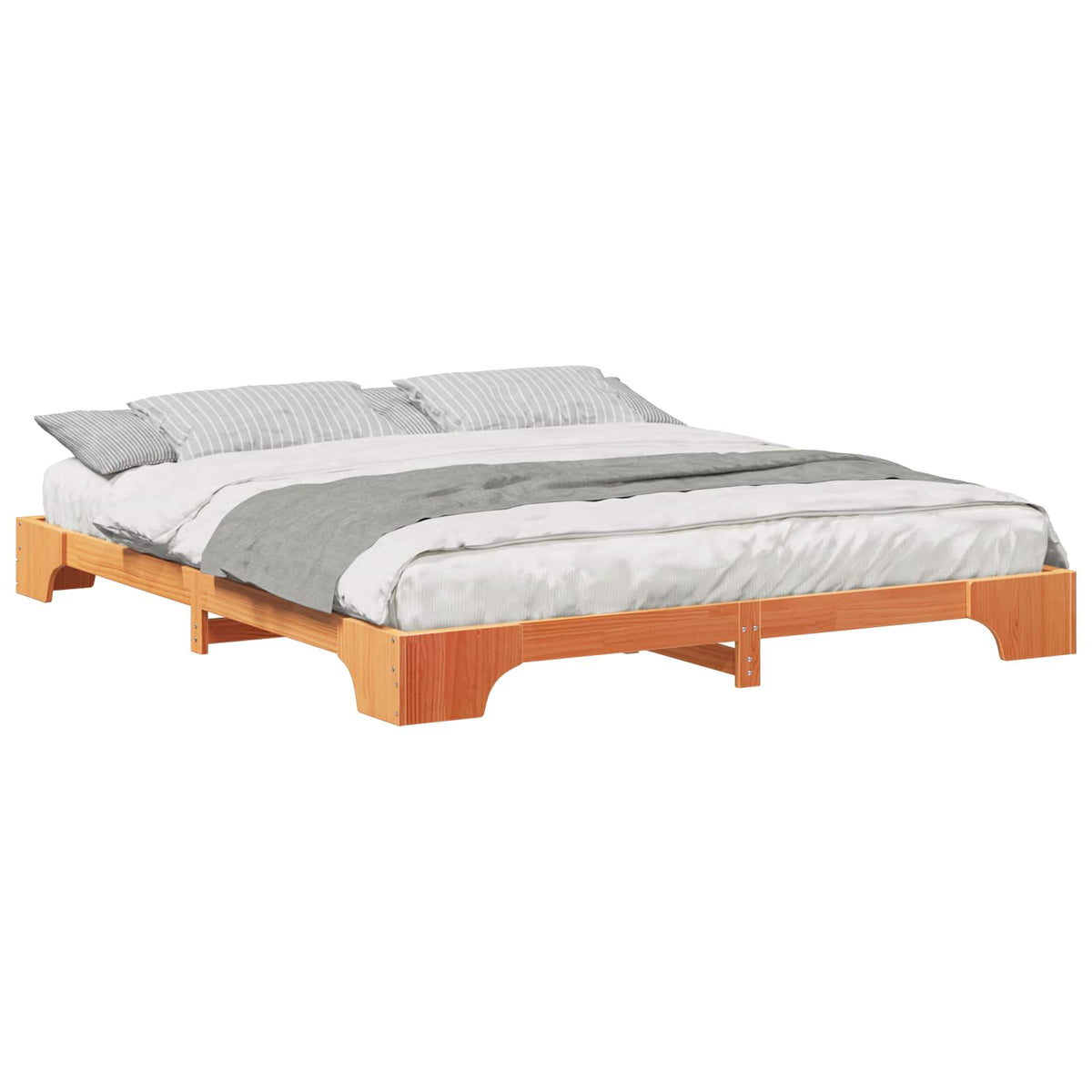 Sengestel Brun 200 x 220 cm Massiv fyrretræ