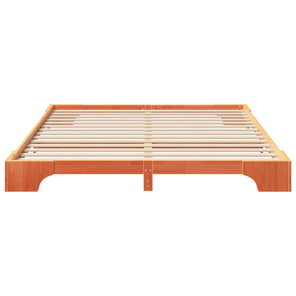 Sengestel Brun 200 x 220 cm Massiv fyrretræ