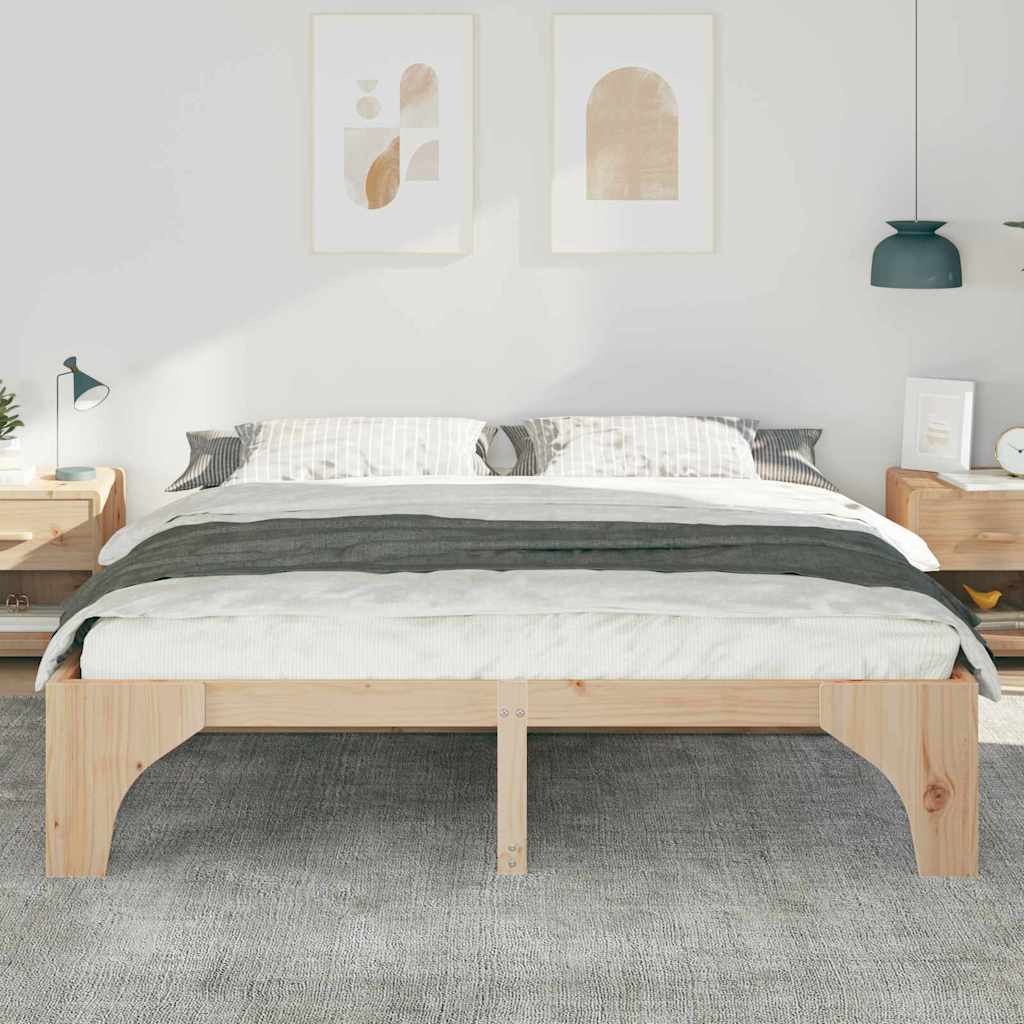 Sengestel Brun 200 x 200 cm Massiv fyrretræ
