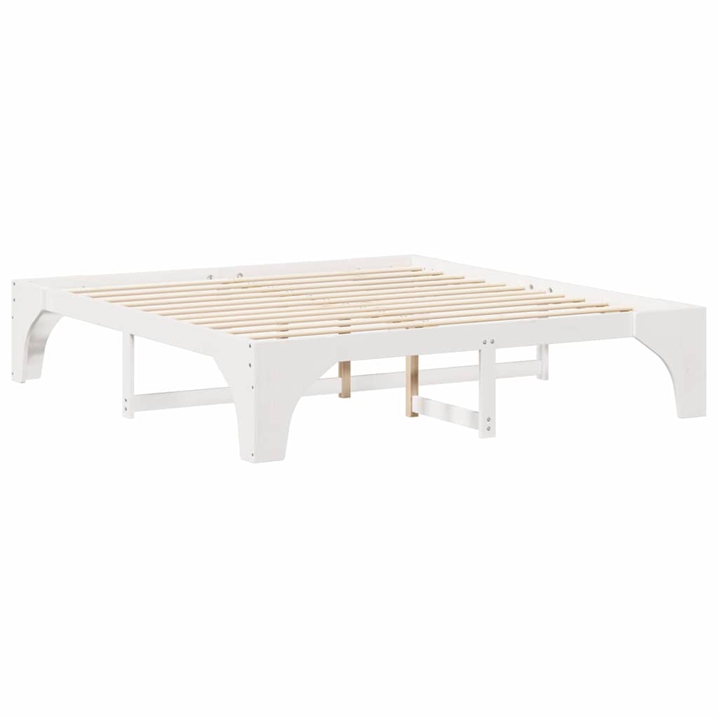 Sengestel Hvid 200 x 200 cm Massiv fyrretræ