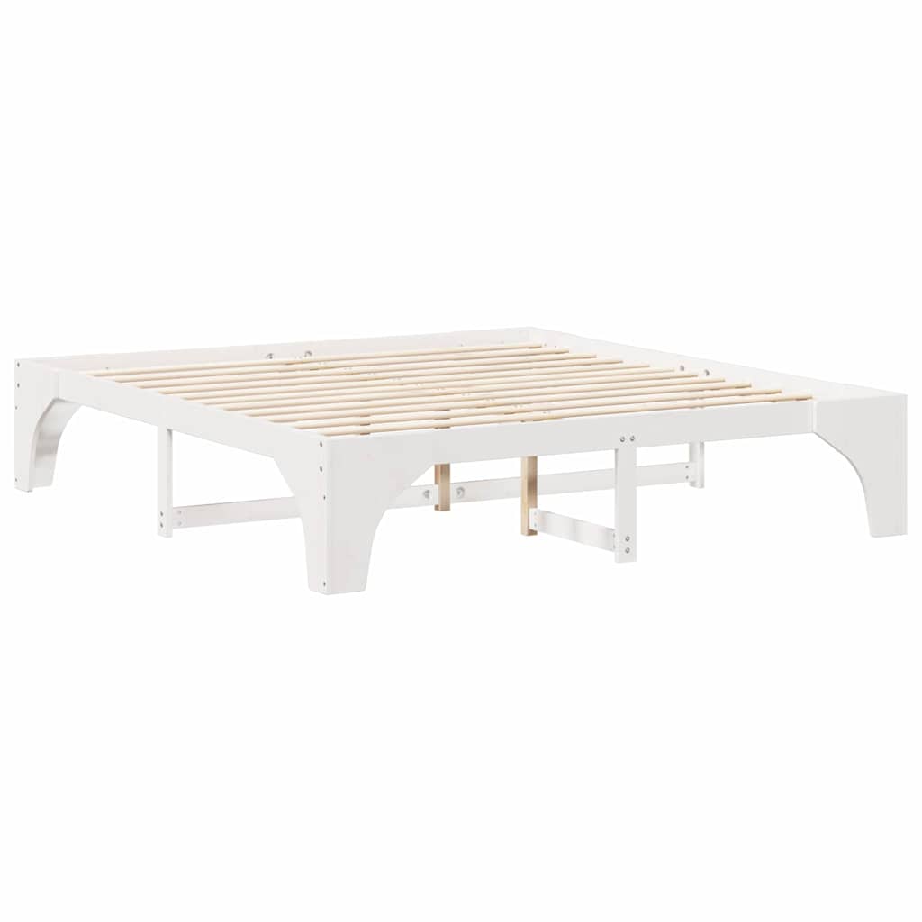 Sengestel Hvid 200 x 200 cm Massiv fyrretræ