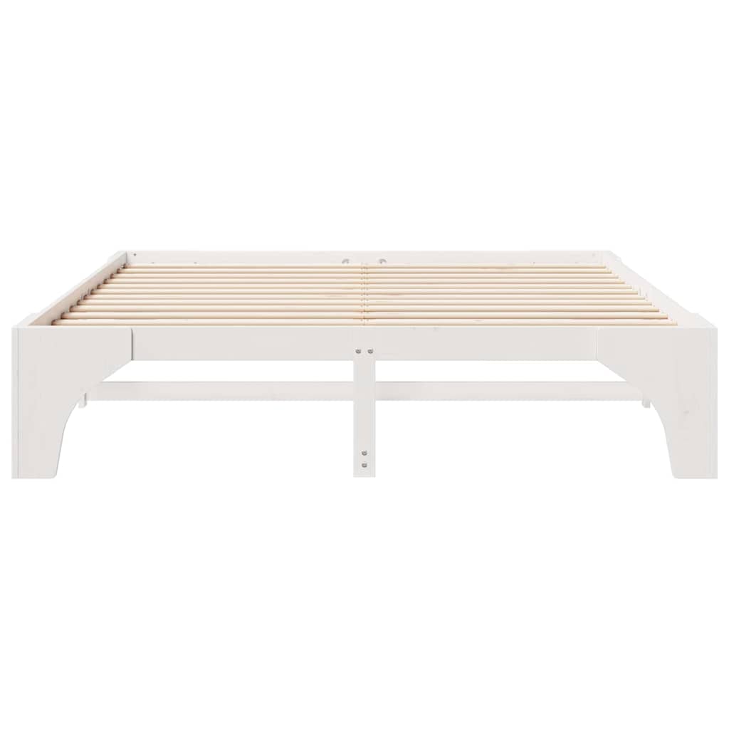 Sengestel Hvid 200 x 200 cm Massiv fyrretræ
