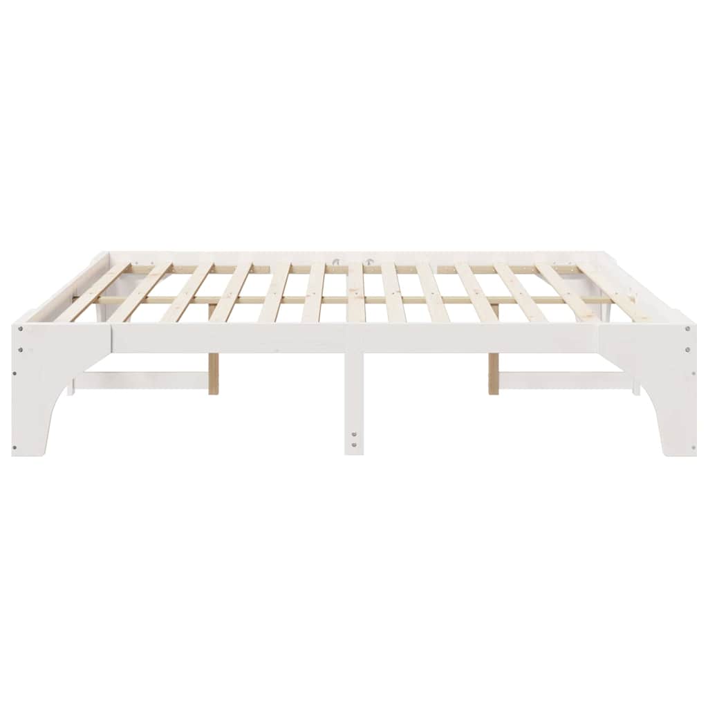 Sengestel Hvid 200 x 200 cm Massiv fyrretræ