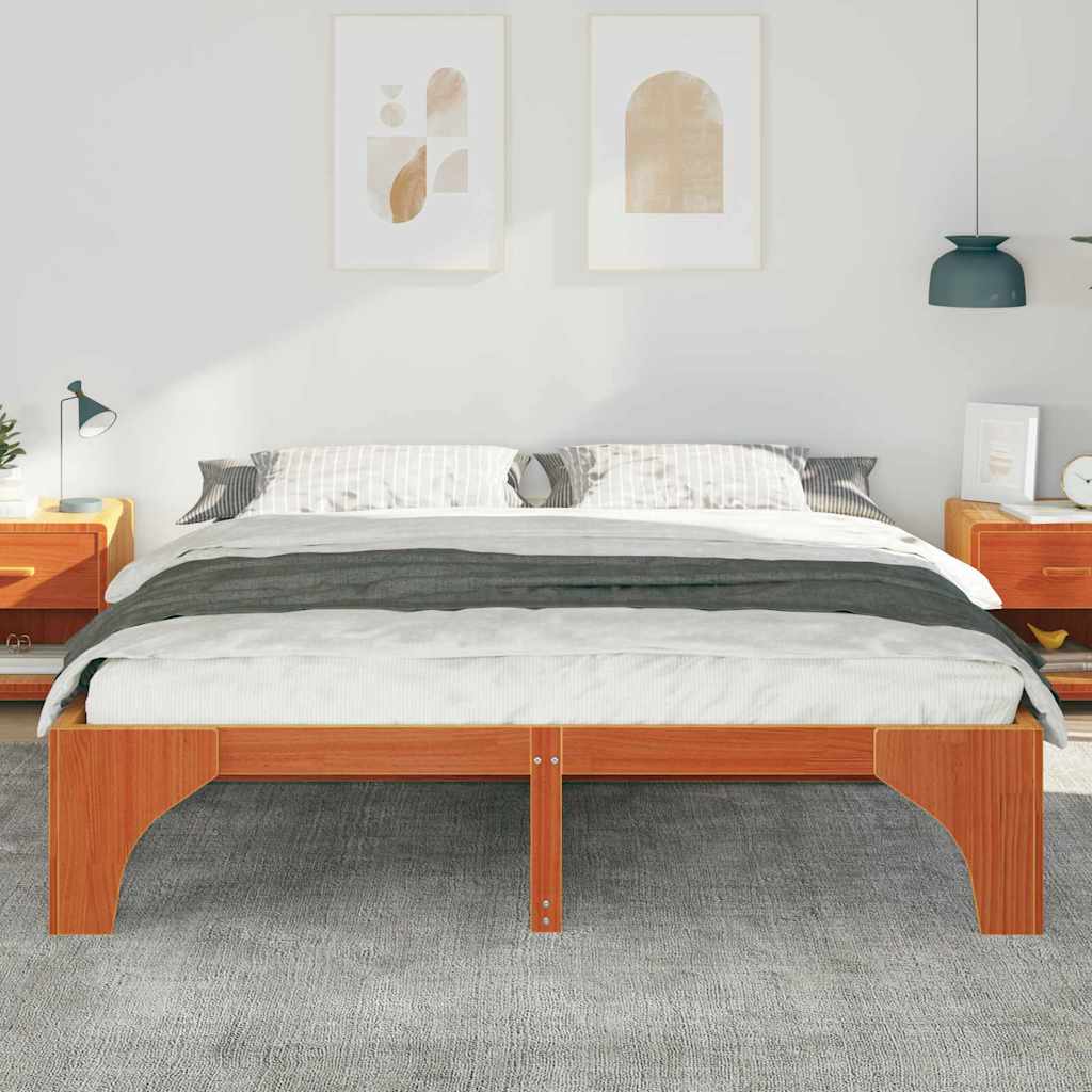 Sengestel Brun 200 x 200 cm Massiv fyrretræ
