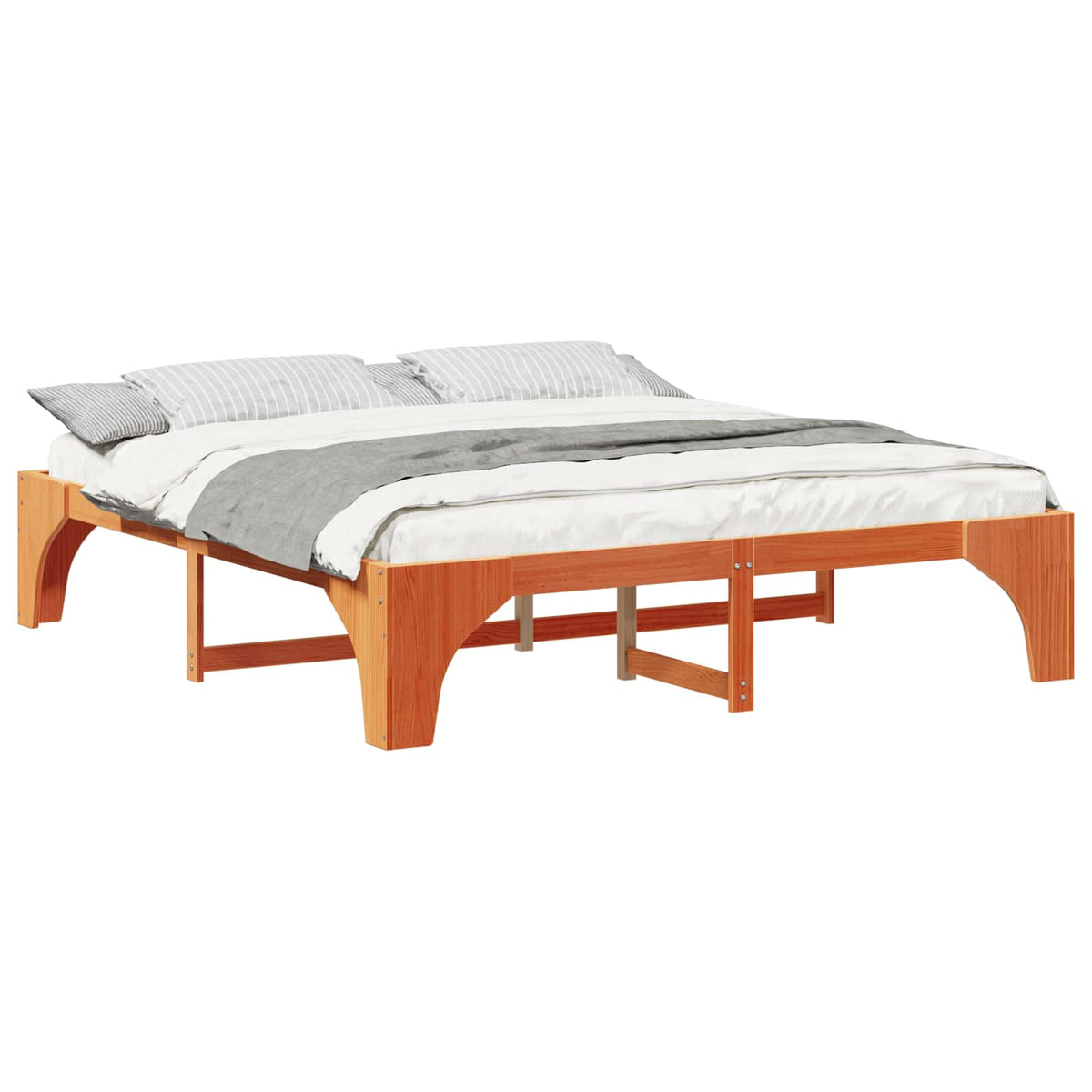 Sengestel Brun 200 x 200 cm Massiv fyrretræ