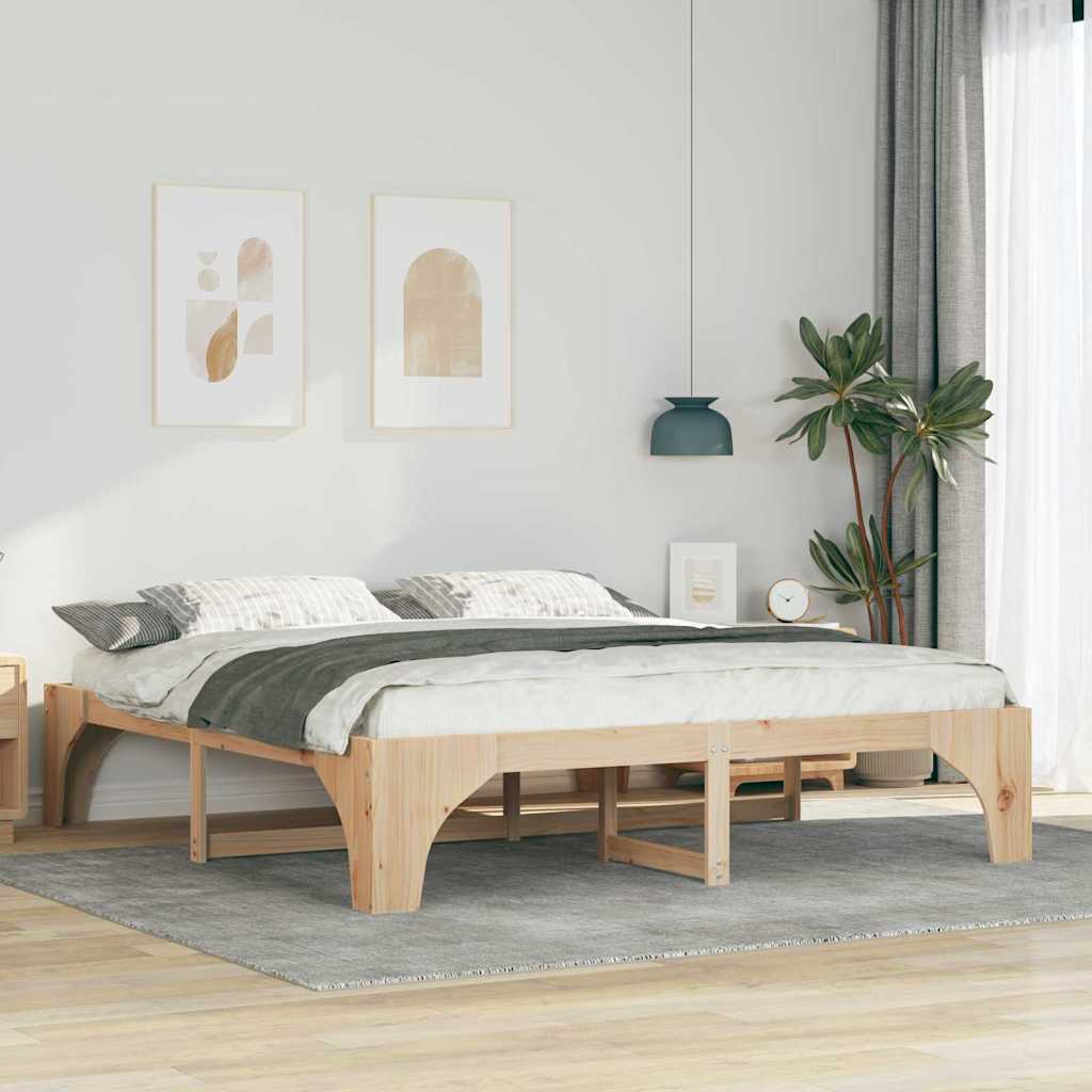 Sengestel Brun 180 x 200 cm Massiv fyrretræ