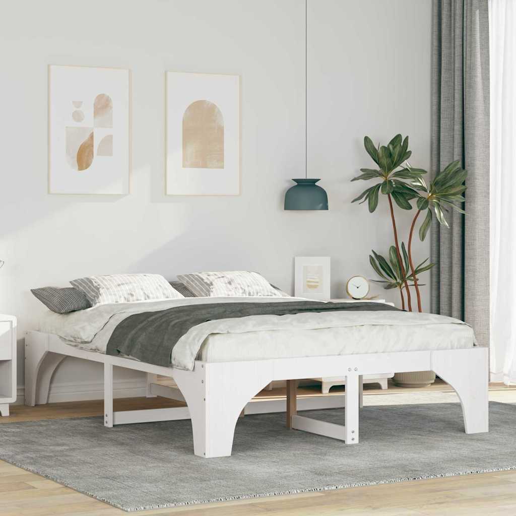 Sengestel Hvid 160 x 200 cm Massiv fyrretræ