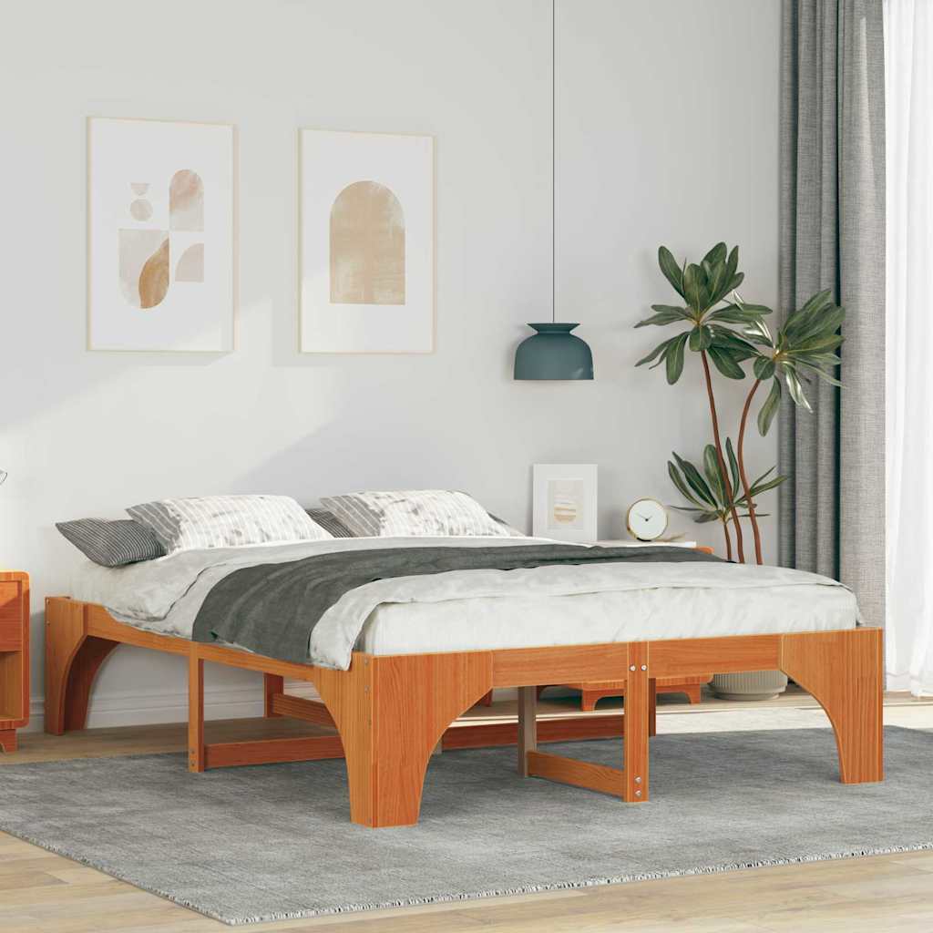 Sengestel Brun 160 x 200 cm Massiv fyrretræ