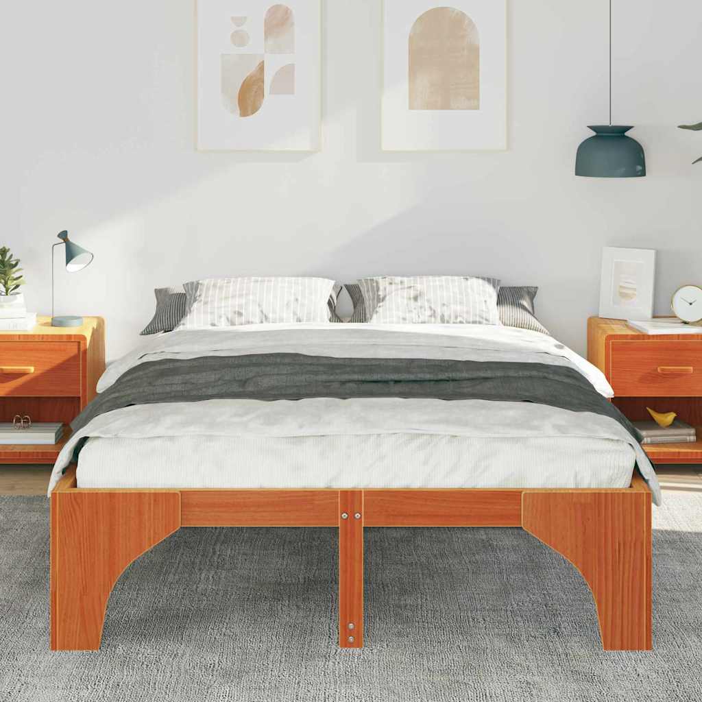 Sengestel Brun 160 x 200 cm Massiv fyrretræ