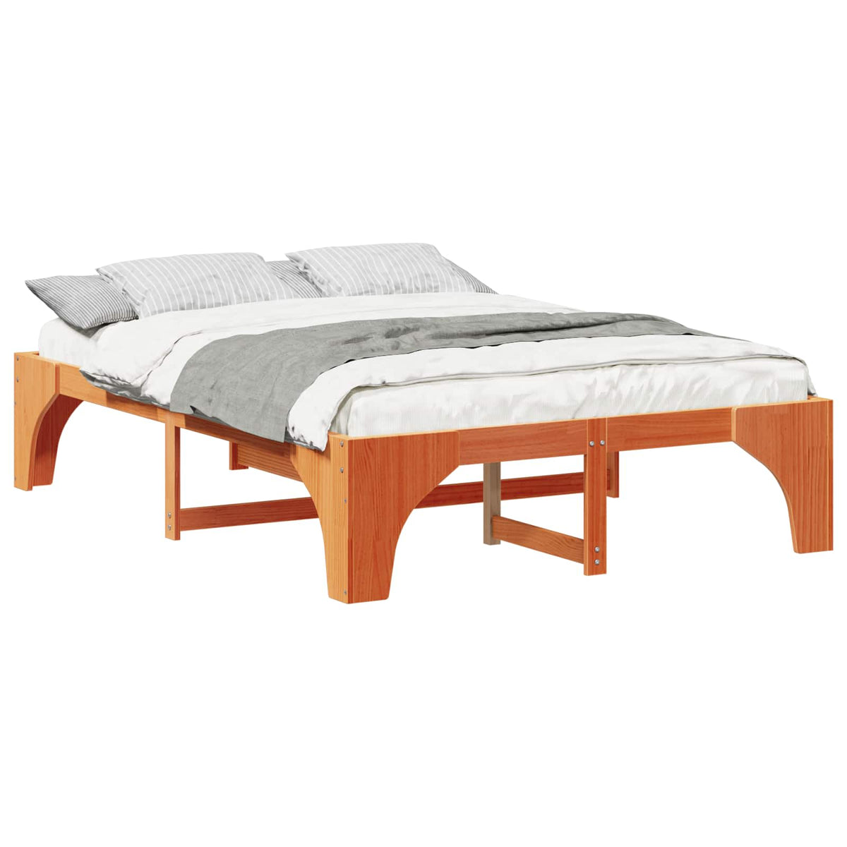 Sengestel Brun 160 x 200 cm Massiv fyrretræ
