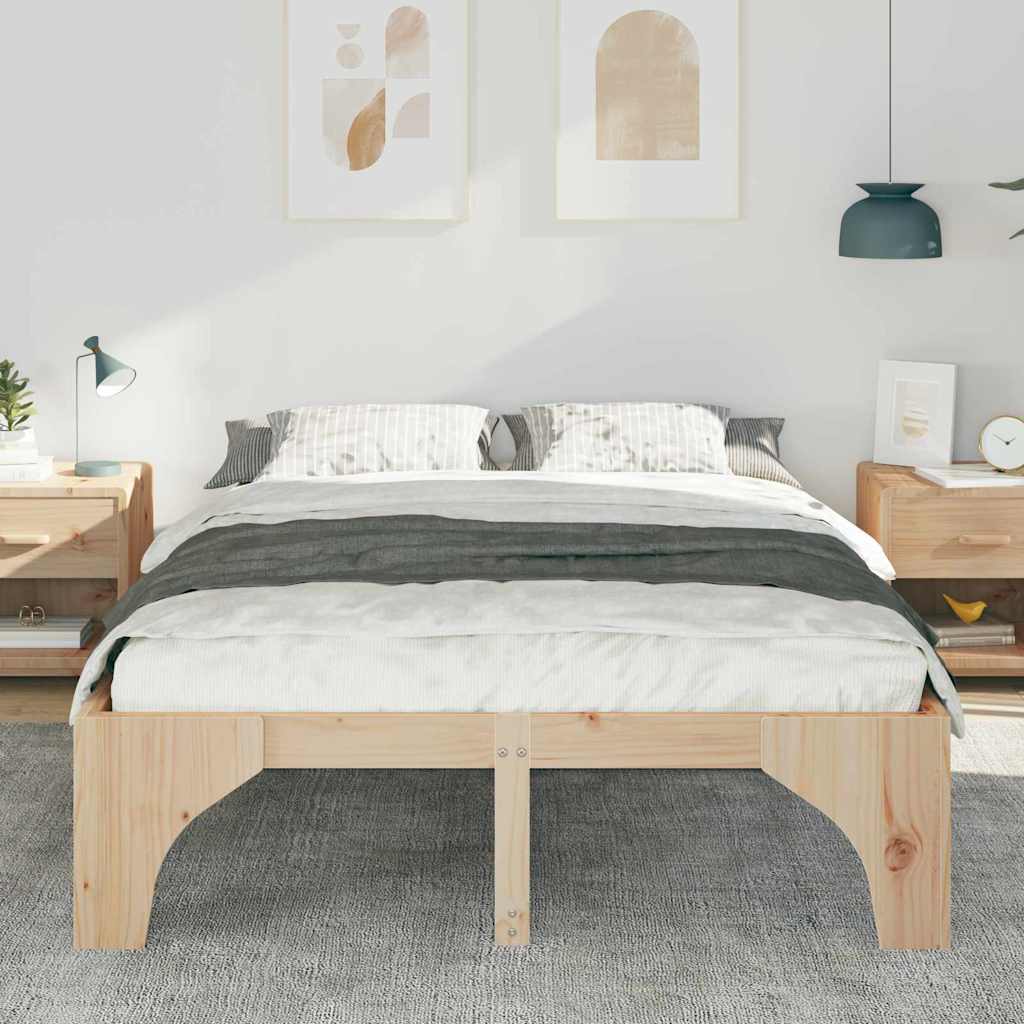 Sengestel Brun 140 x 200 cm Massiv fyrretræ