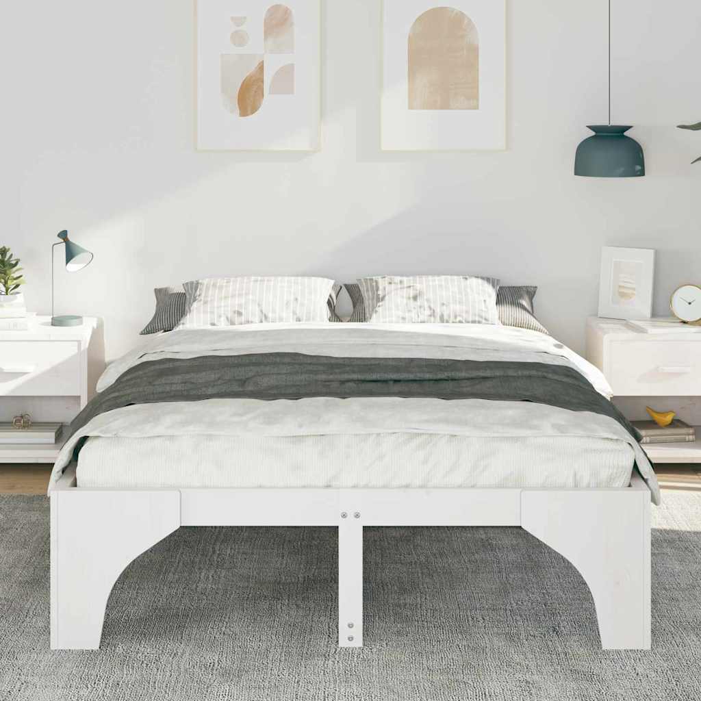 Sengestel Hvid 140 x 200 cm Massiv fyrretræ