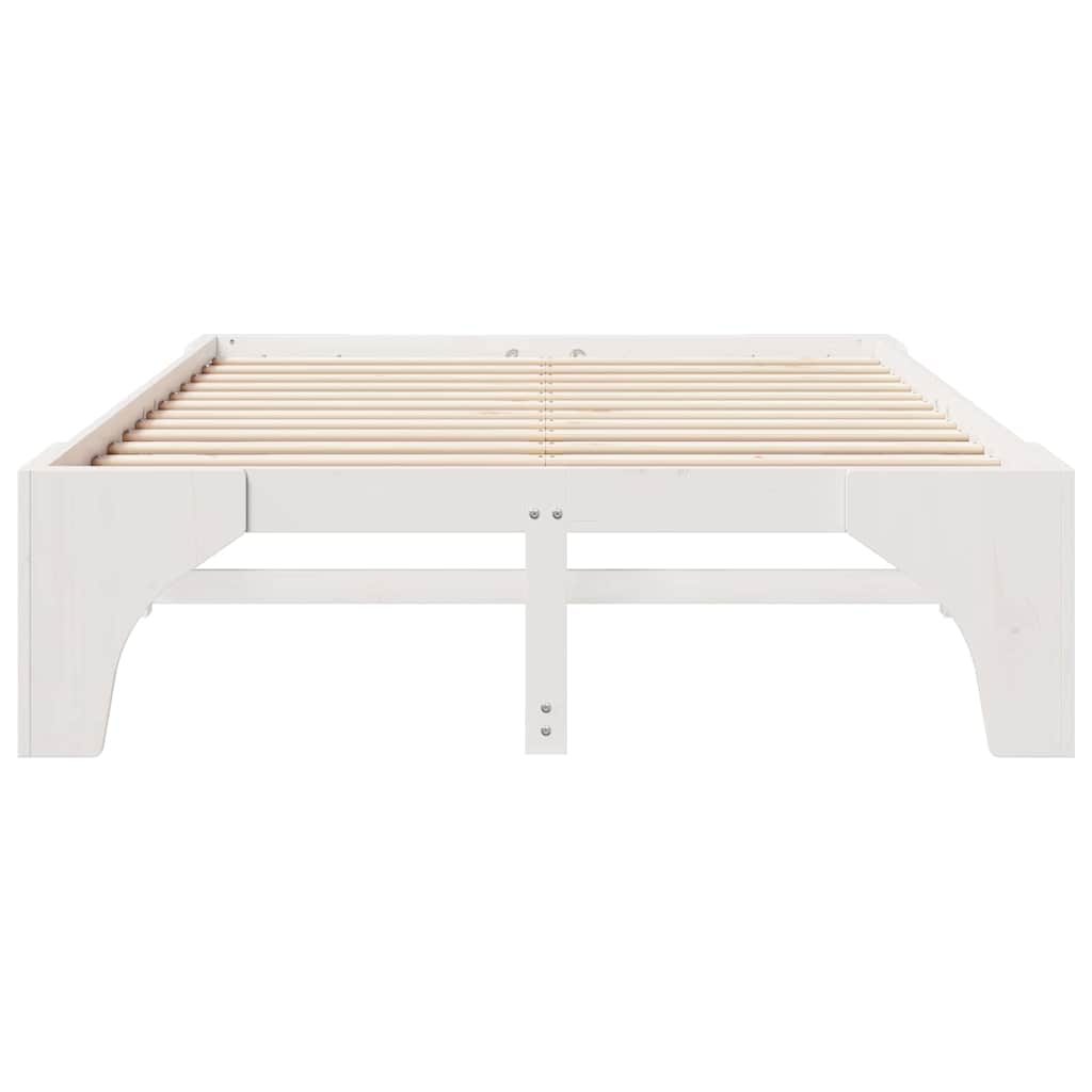 Sengestel Hvid 140 x 200 cm Massiv fyrretræ