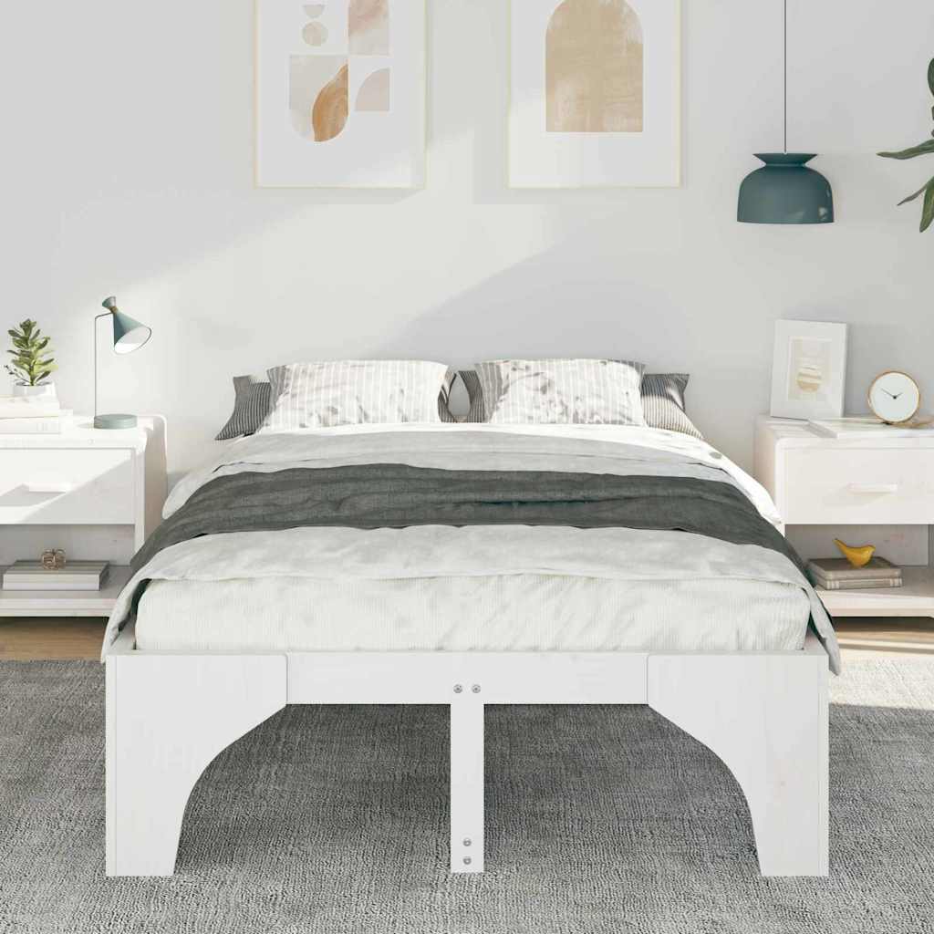 Sengestel Hvid 120 x 200 cm Massiv fyrretræ