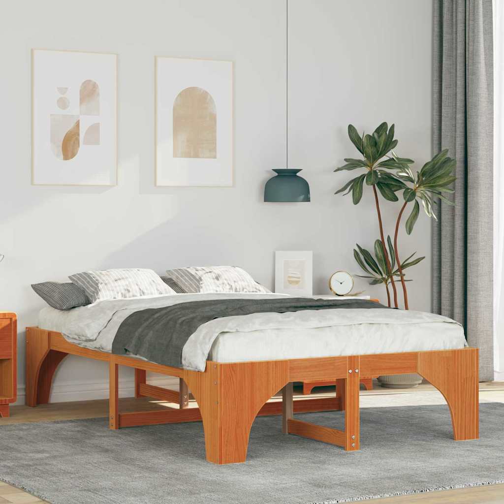 Sengestel Brun 120 x 200 cm Massiv fyrretræ