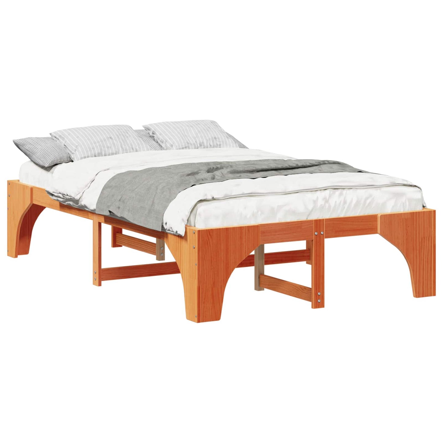 Sengestel Brun 135 x 190 cm Massiv fyrretræ