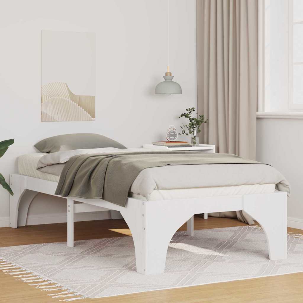 Sengestel Hvid 100 x 200 cm Massiv fyrretræ