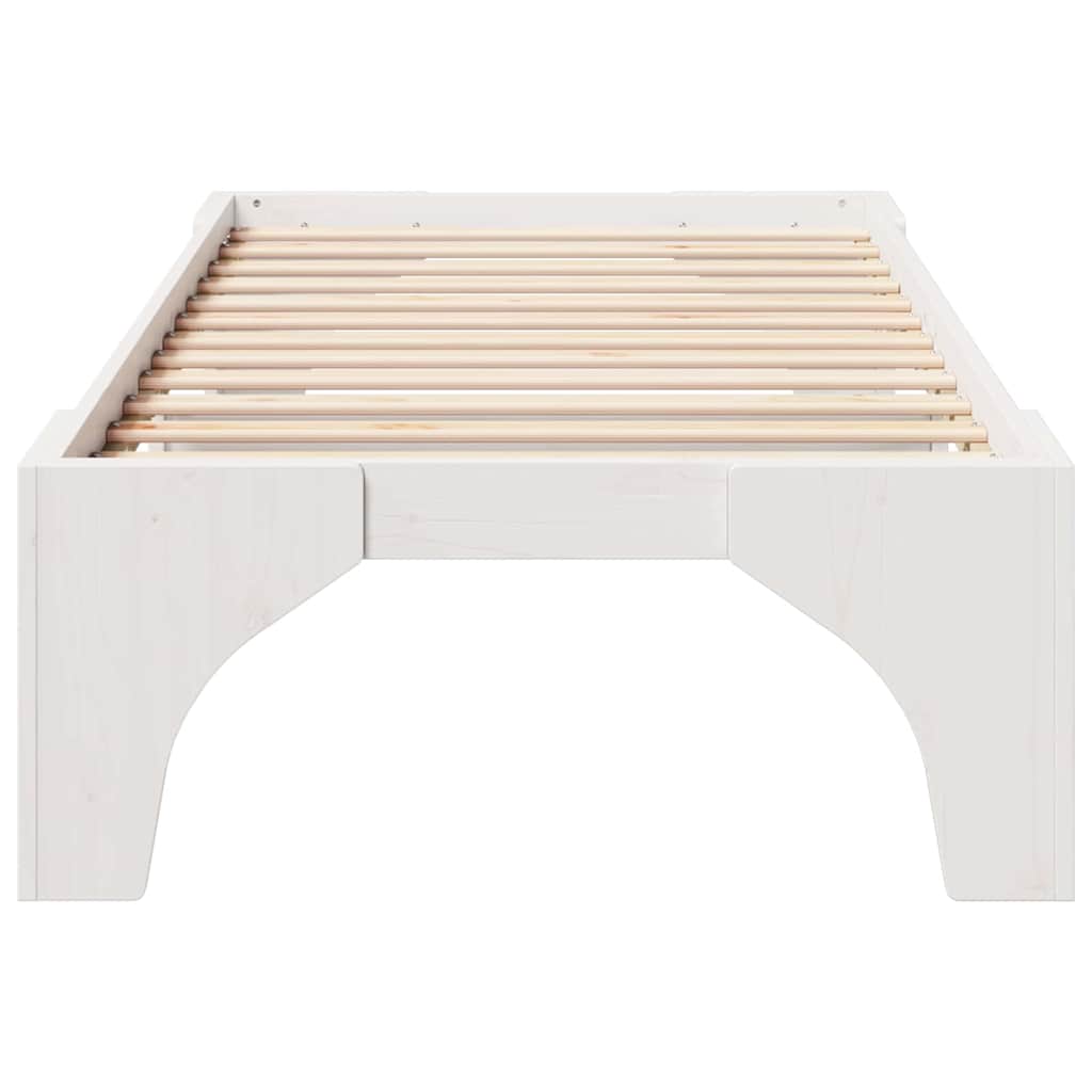 Sengestel Hvid 75 x 190 cm Massiv fyrretræ