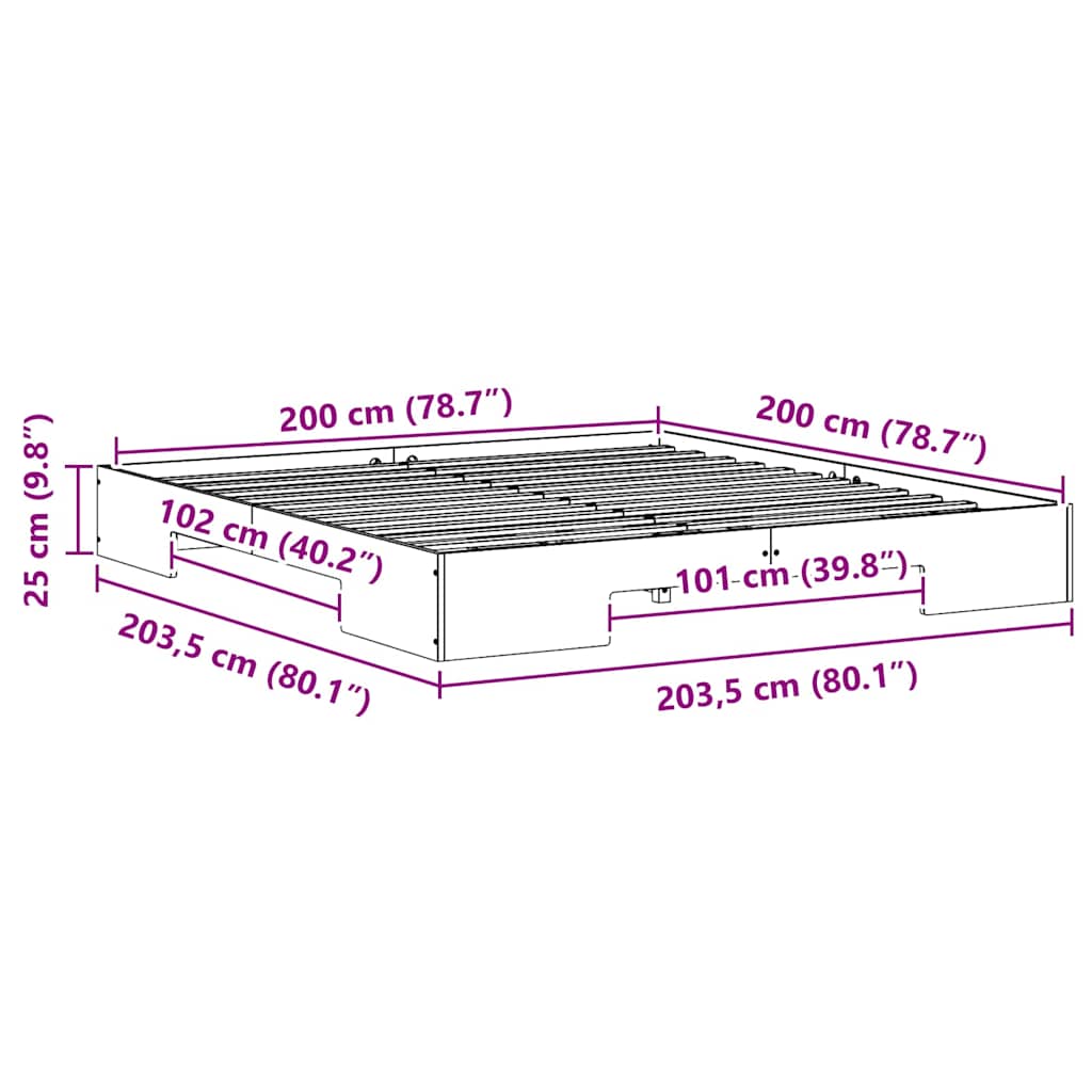 Sengestel Hvid 200 x 200 cm
