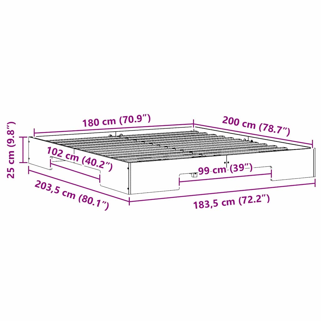 Sengestel Hvid 180 x 200 cm