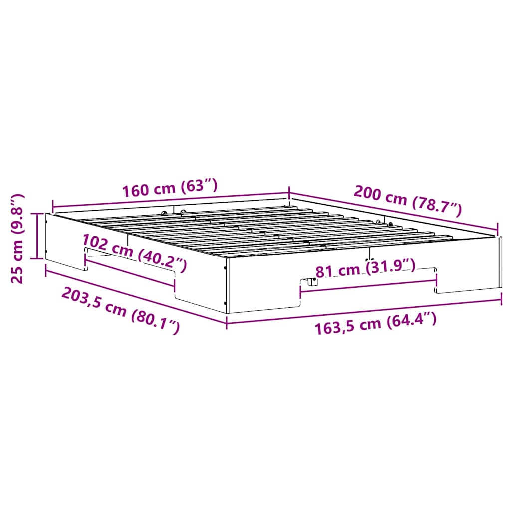 Sengestel Hvid 160 x 200 cm