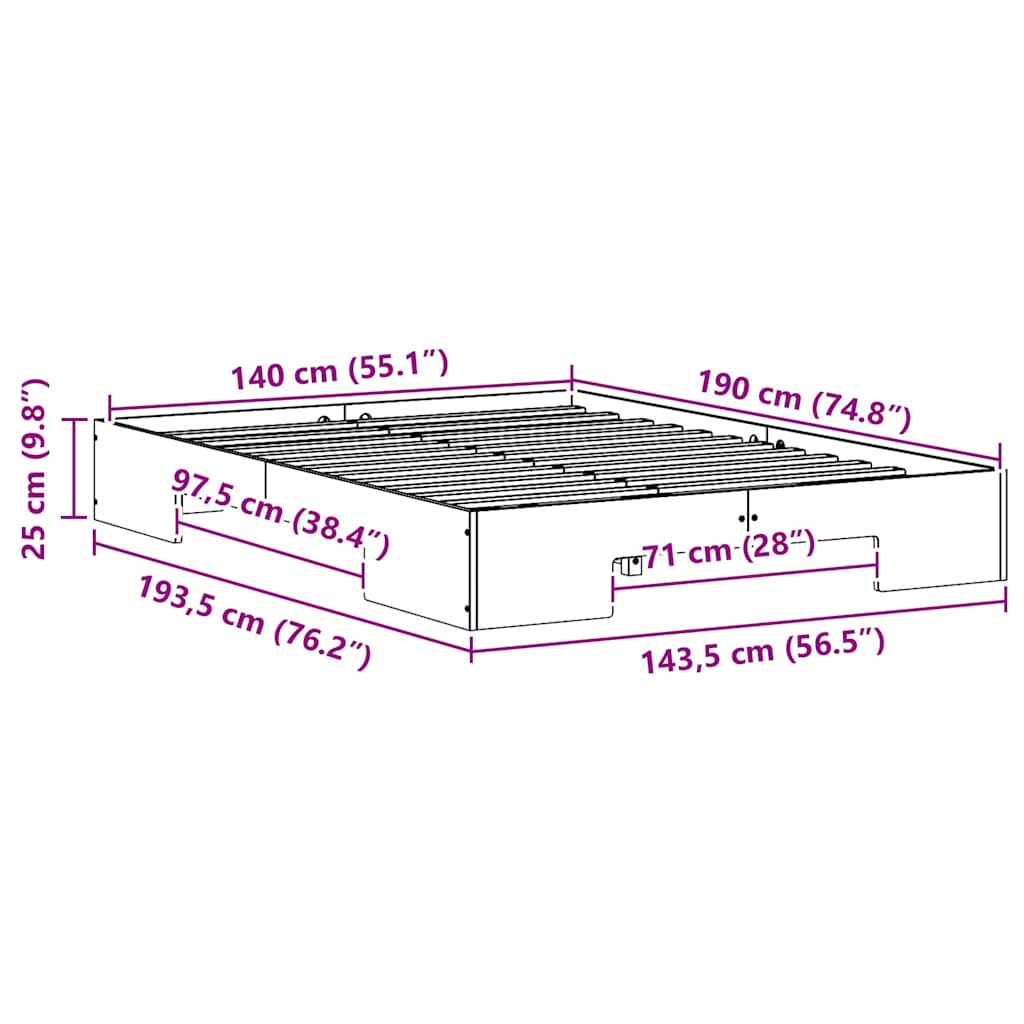 Sengestel Hvid 140 x 190 cm