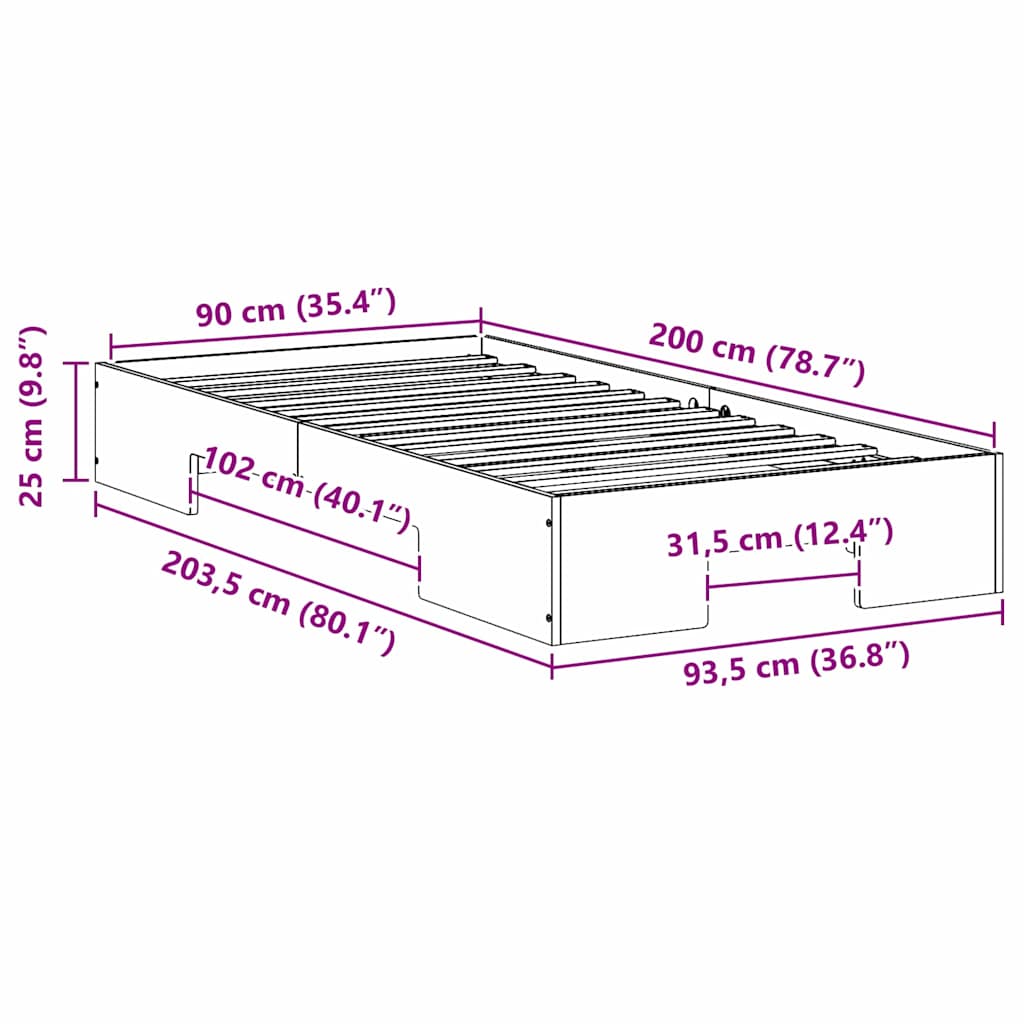 Sengestel Brun 90 x 200 cm
