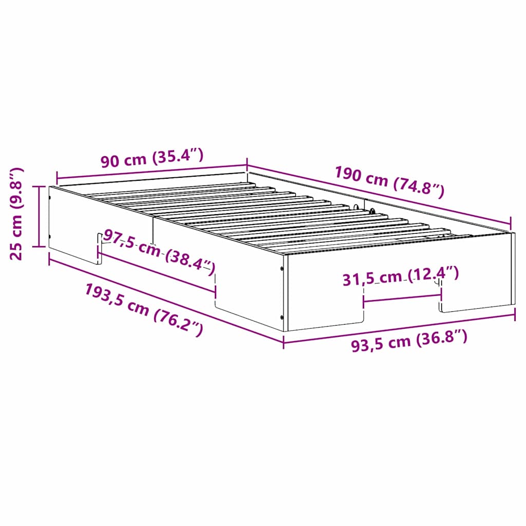 Sengestel Brun 90 x 190 cm