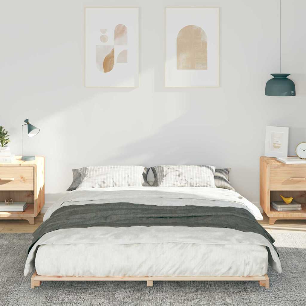 Sengestel Brun 150 x 200 cm Massiv fyrretræ