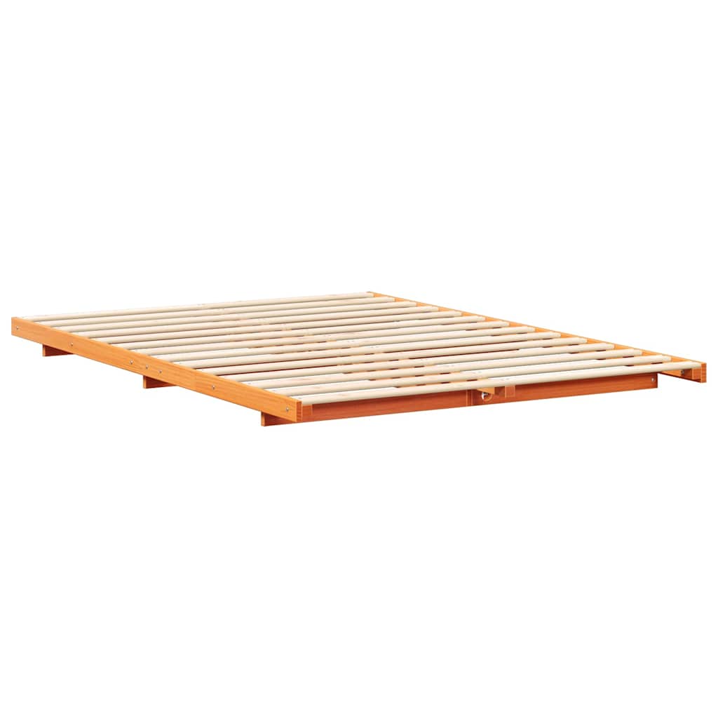 Sengestel Voks brun 150 x 200 cm Massiv fyrretræ