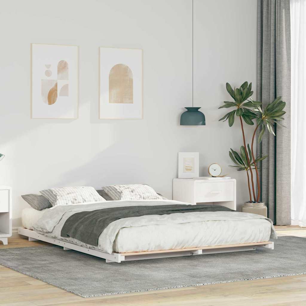 Sengestel Hvid 140 x 200 cm Massiv fyrretræ