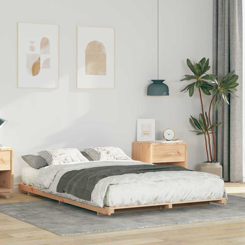 Sengestel Brun 135 x 190 cm Massiv fyrretræ