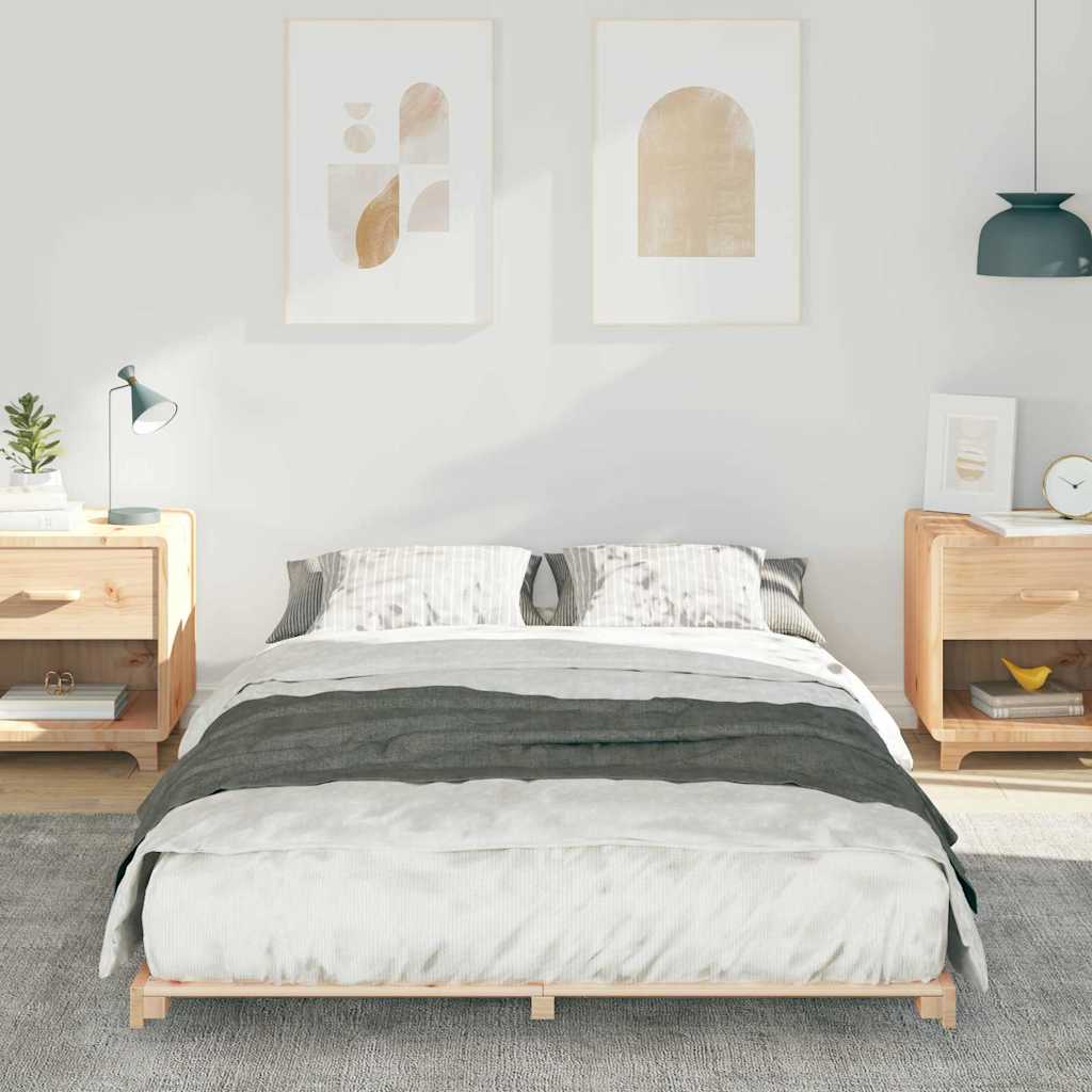 Sengestel Brun 135 x 190 cm Massiv fyrretræ