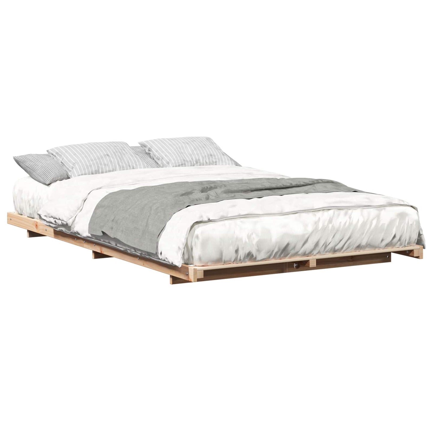 Sengestel Brun 135 x 190 cm Massiv fyrretræ