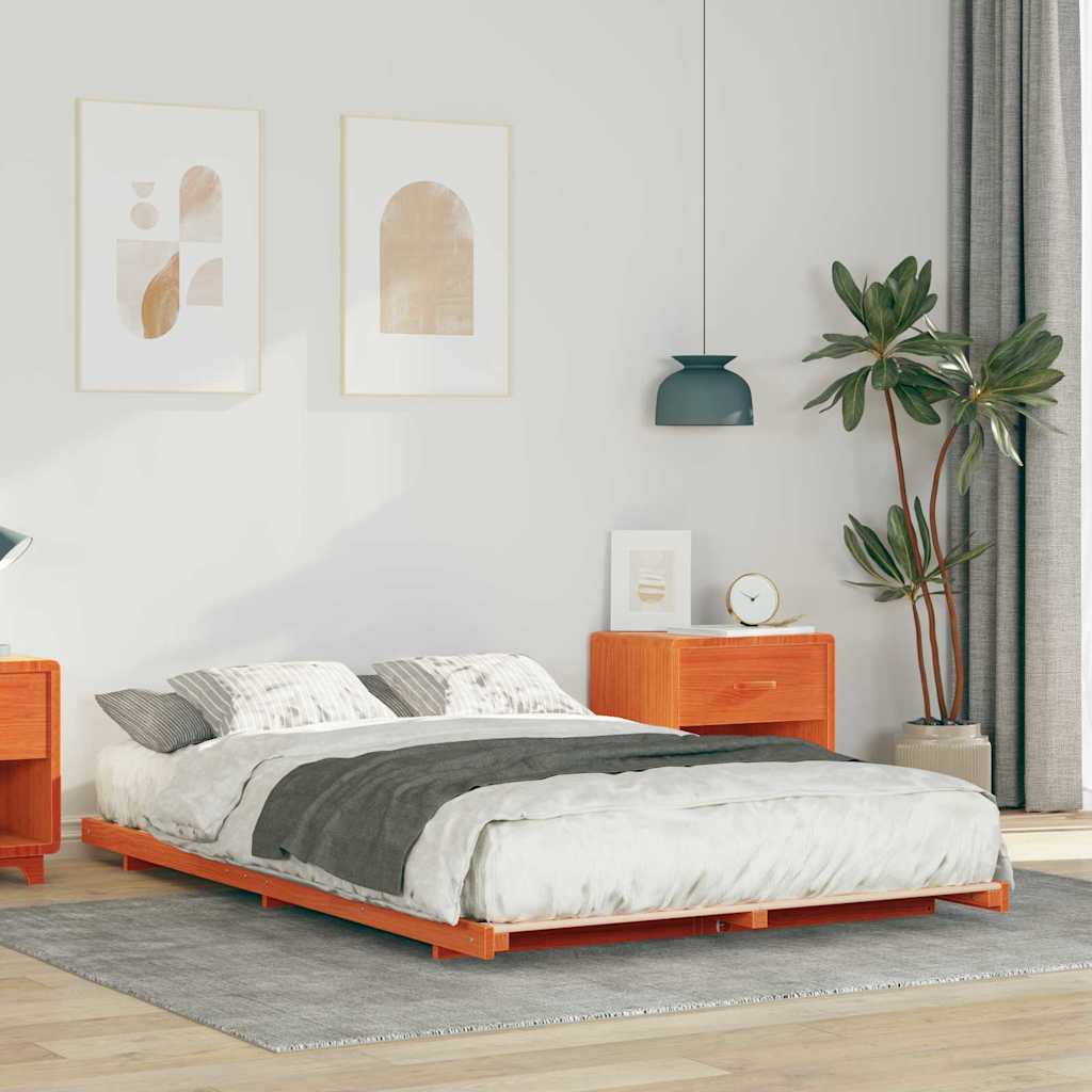 Sengestel Voks brun 135 x 190 cm Massiv fyrretræ