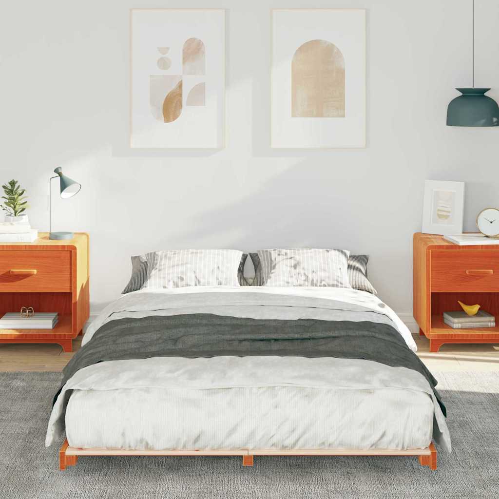 Sengestel Voks brun 135 x 190 cm Massiv fyrretræ