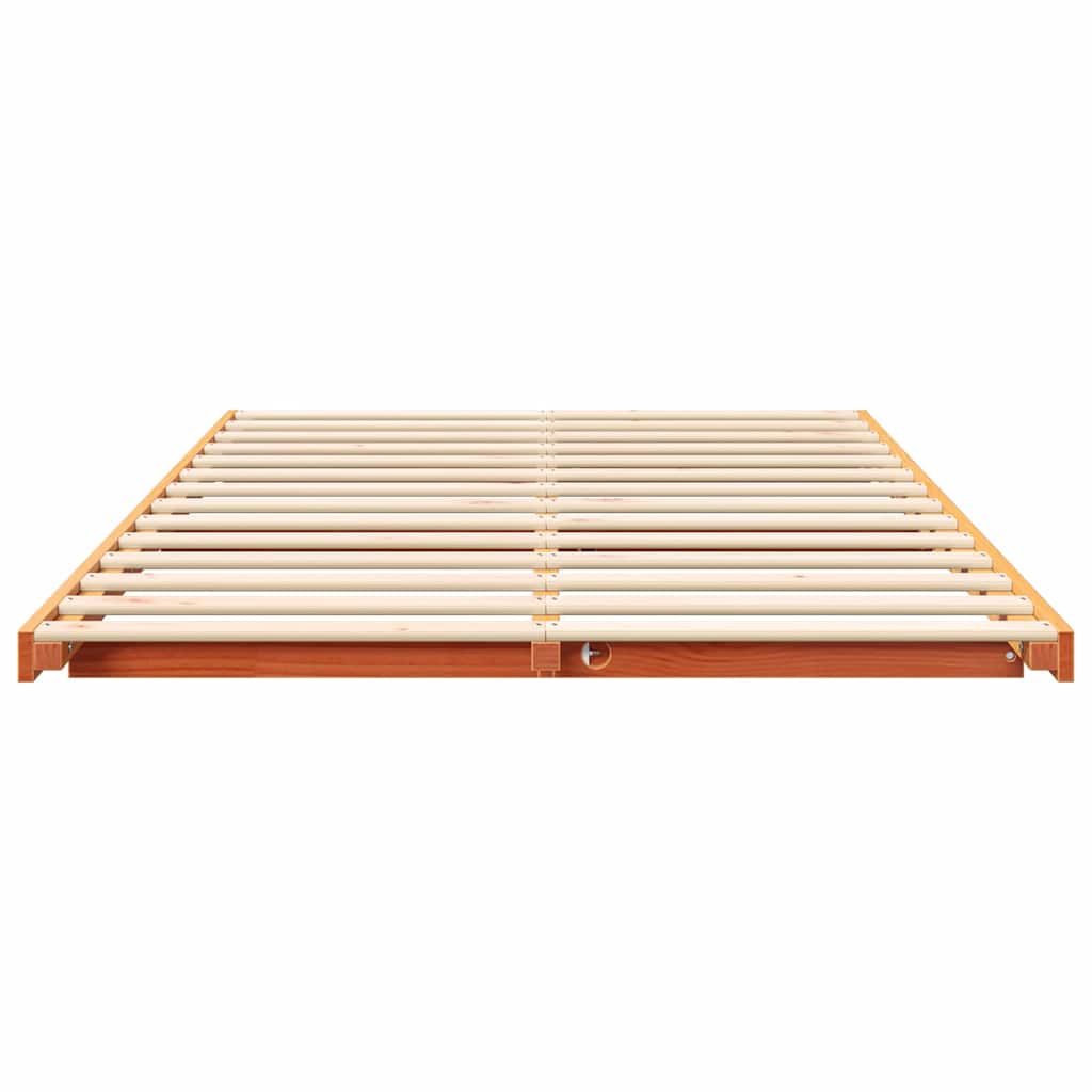 Sengestel Voks brun 135 x 190 cm Massiv fyrretræ