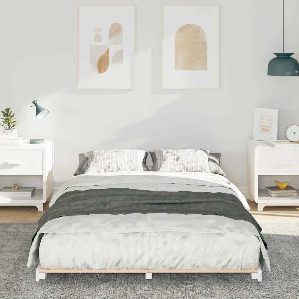 Sengestel Hvid 120 x 190 cm Massiv fyrretræ