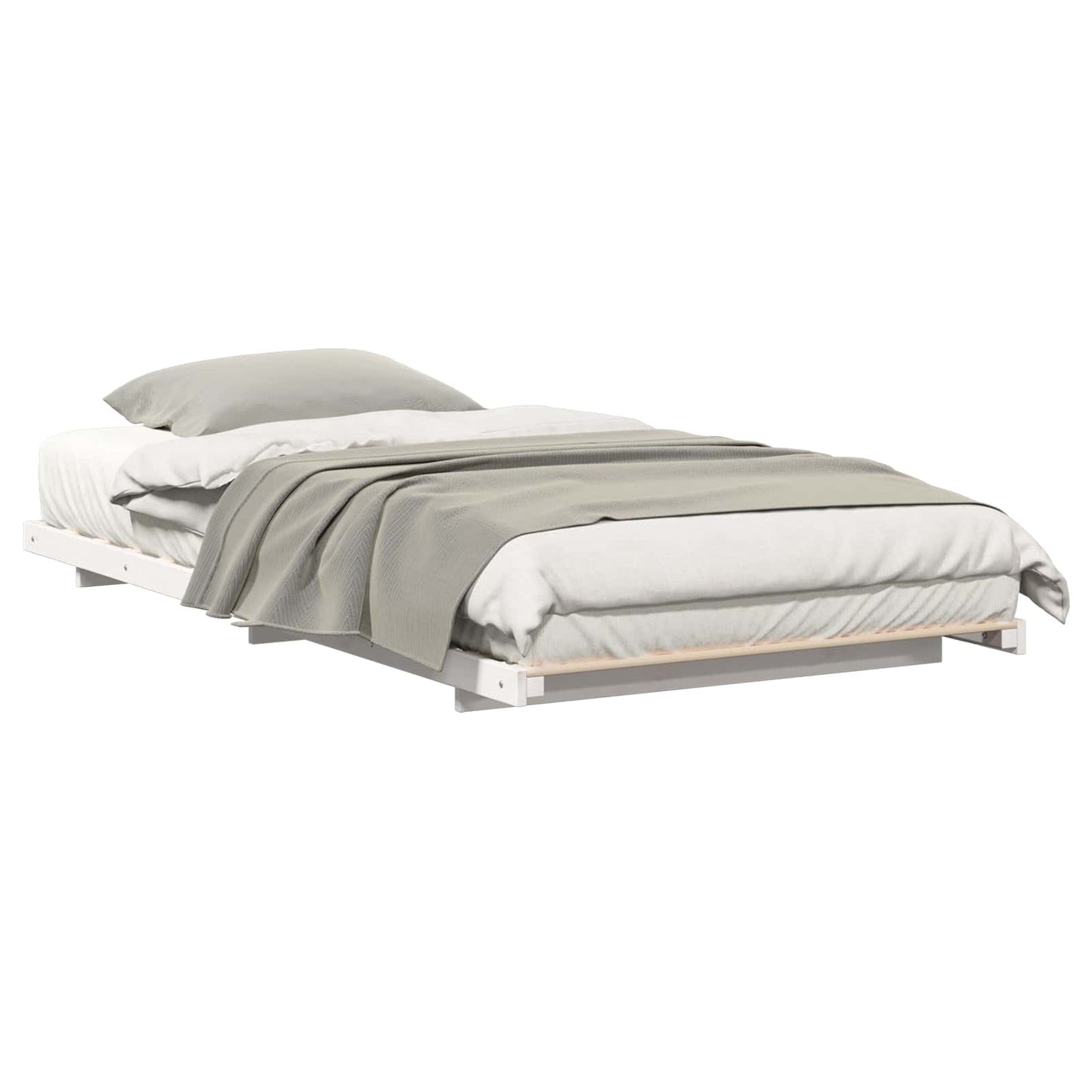 Sengestel Hvid 75 x 190 cm Massiv fyrretræ