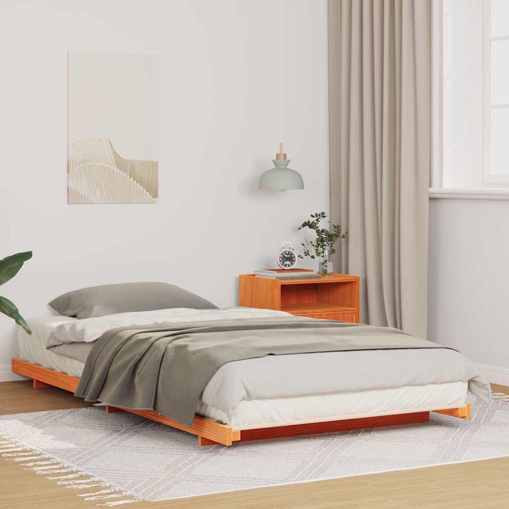 Sengestel Voks brun 90 x 210 cm Massiv fyrretræ