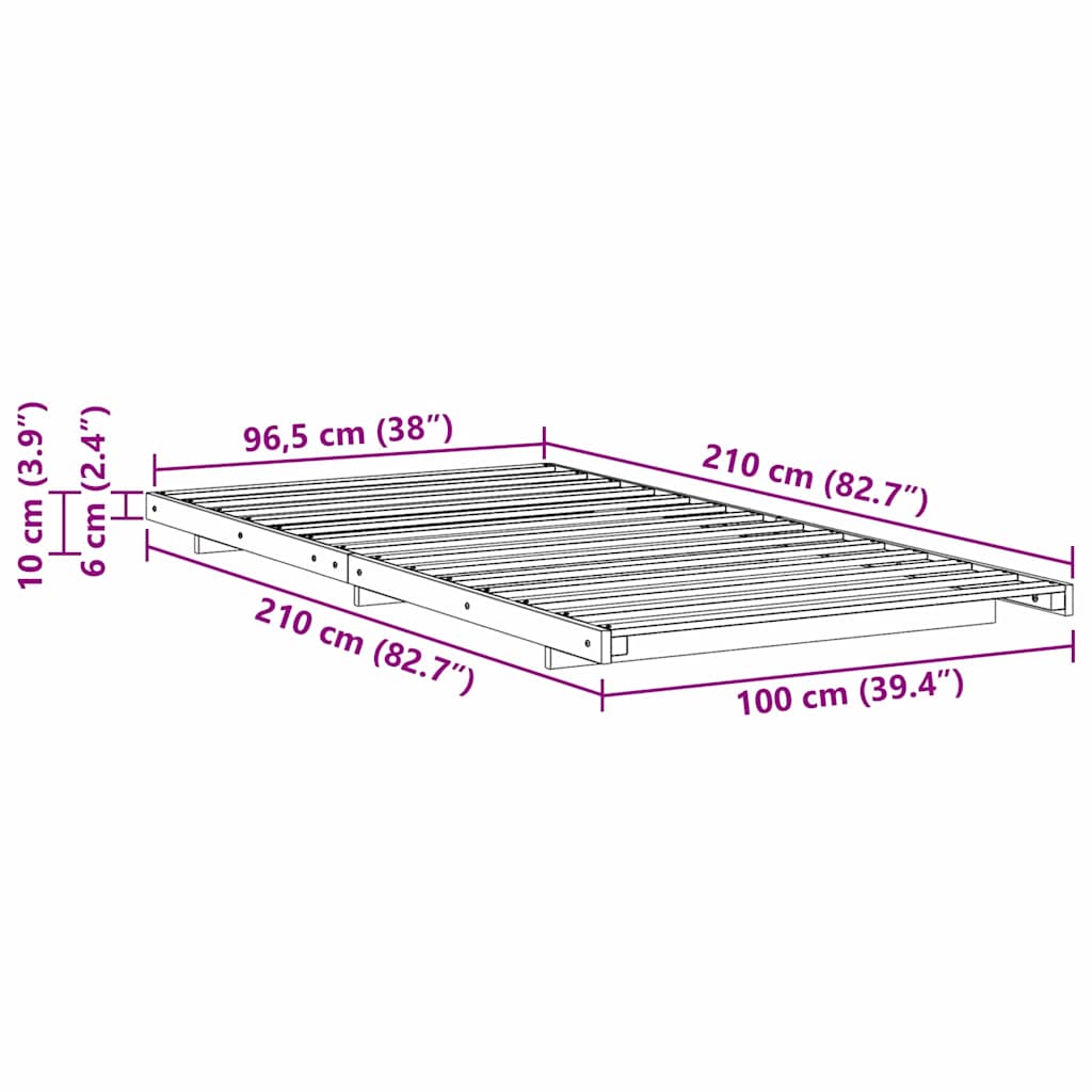 Sengestel Voks brun 100 x 210 cm Massiv fyrretræ